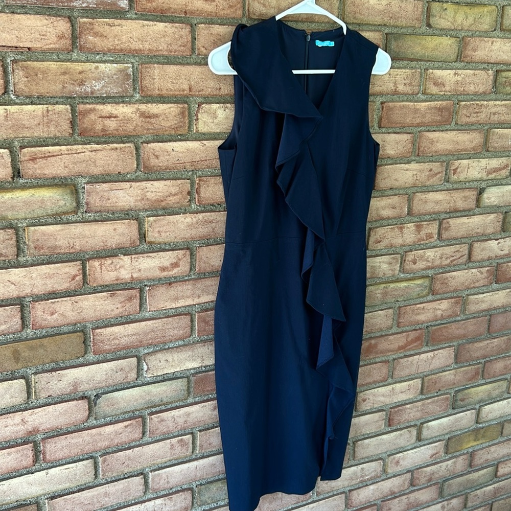 J.McLaughlin, 6, Navy , ruffled, sleeveless dress